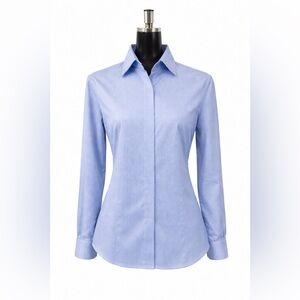 Light Blue Button-Down Blouse | Long Sleeve Work Shirt | Size L